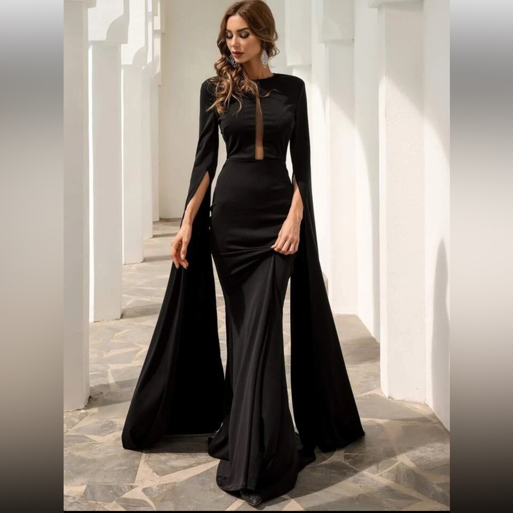 Missord Split Sleeve Mesh Insert Maxi Dress
